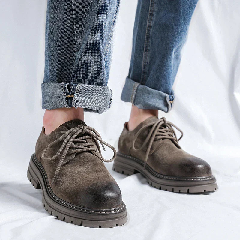 Herren Rundkappe Schuhe Wildoptik Oberseite Mok-Naht Dicke Sohle