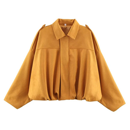 Damen Oversize Jacke Mit Wildleder Optik