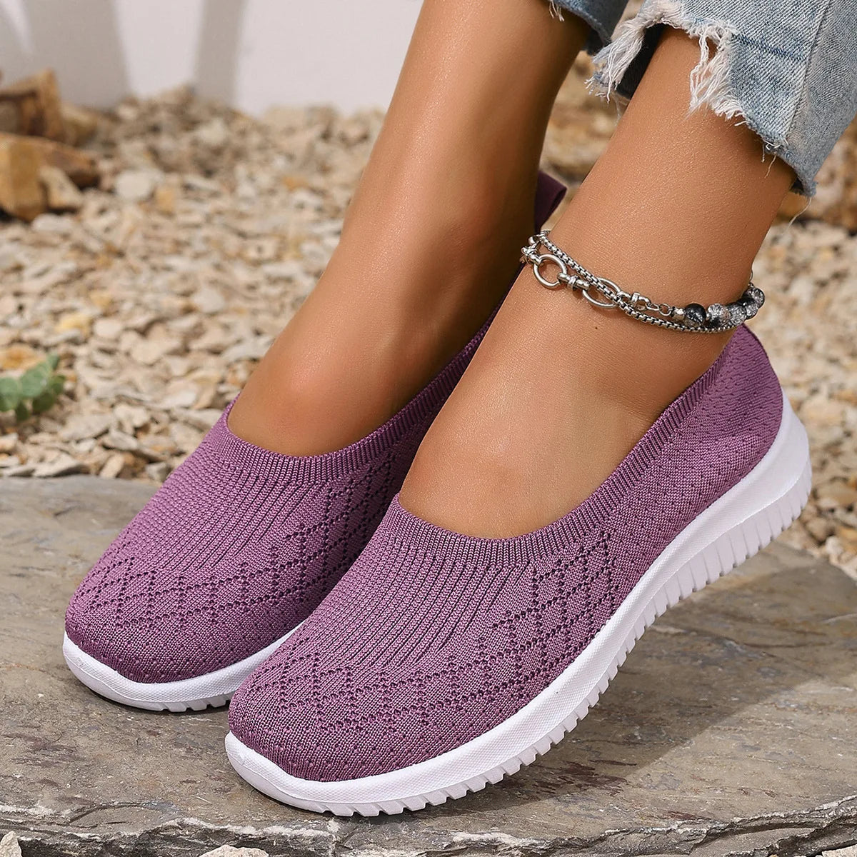 Damen Sommer Hausschuhe Atmungsaktiv Slip-On Rutschfest Fußunterstützung