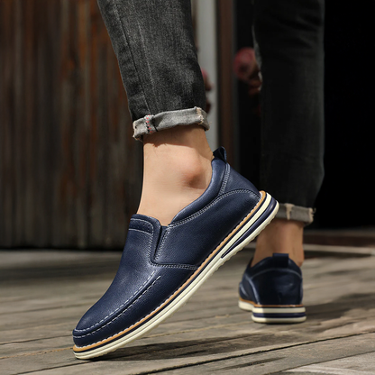 Men's Slip-On Loafer Hand-Sewn Elastic Inserts Flexible Sole
