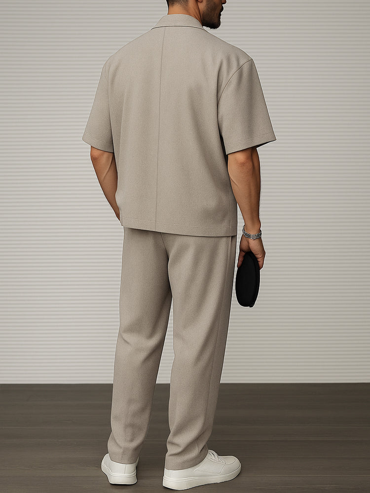 Herren Blazer Und Hosen Set Mit Knopfverschluss Und Verstellbarem Bund