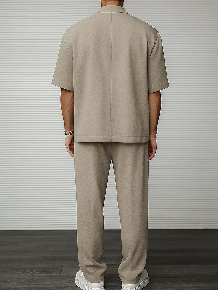 Herren Blazer Und Hosen Set Mit Knopfverschluss Und Verstellbarem Bund