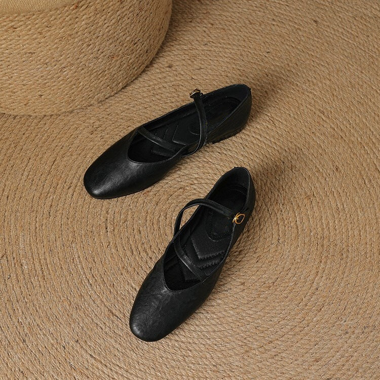 Damen Ballerinas mit Geschlossener Spitze, Verstellbarem Riemen und Rutschfester Sohle