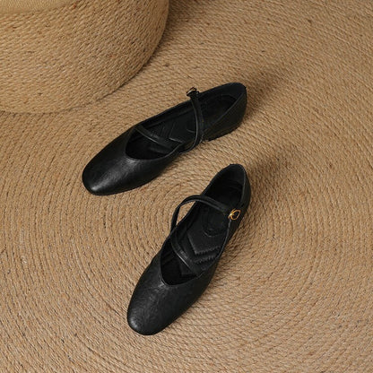 Damen Ballerinas mit Geschlossener Spitze, Verstellbarem Riemen und Rutschfester Sohle