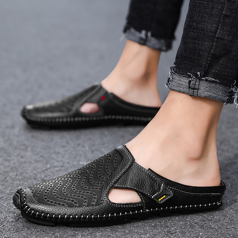 Herren Sommer-Sandalen Mit Verstellbarem Riemen, Perforierten Einsätzen Und Gepolstertem Fußbett