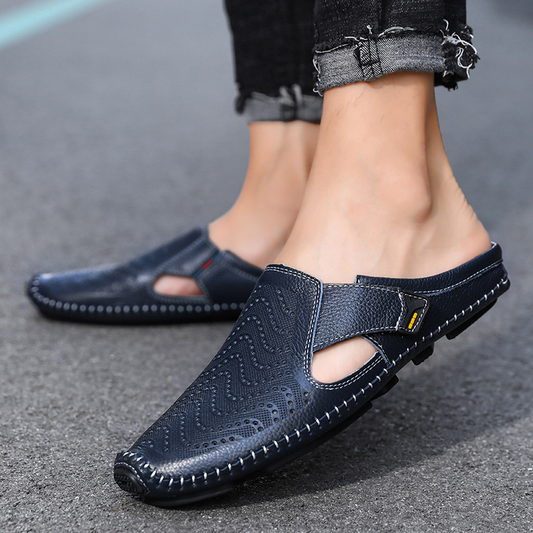 Herren Sommer-Sandalen Mit Verstellbarem Riemen, Perforierten Einsätzen Und Gepolstertem Fußbett