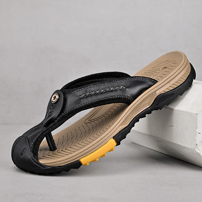Herren Sandalen Mit Konturiertem Fußbett Und Leder-Riemen