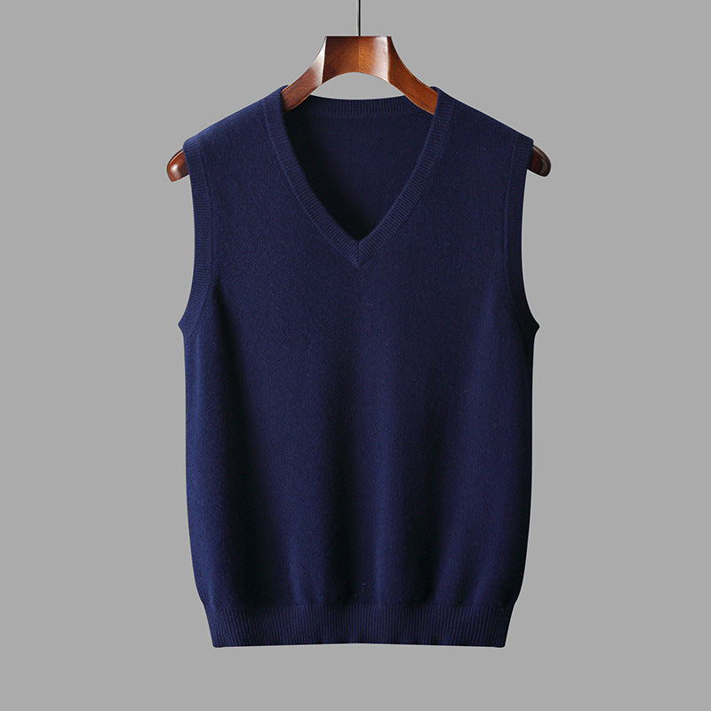 Men's vest made of merino wool with V-neck