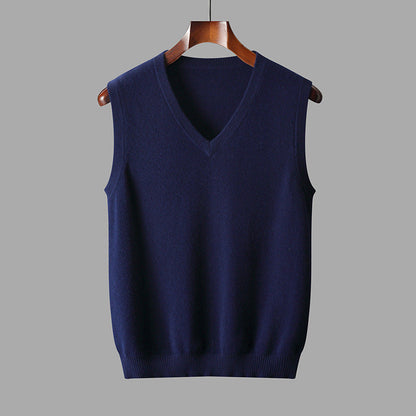Men's vest made of merino wool with V-neck