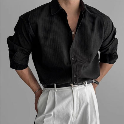 Herren Hemd Plissiert Minimalistisches Design