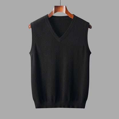 Men's vest made of merino wool with V-neck
