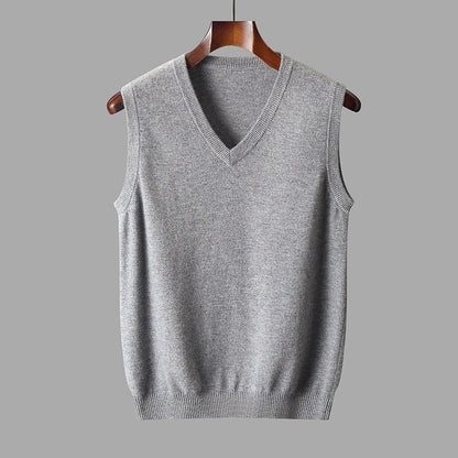 Men's vest made of merino wool with V-neck