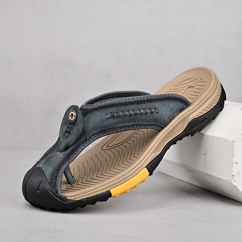 Herren Sandalen Mit Konturiertem Fußbett Und Leder-Riemen