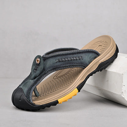 Herren Sandalen Mit Konturiertem Fußbett Und Leder-Riemen