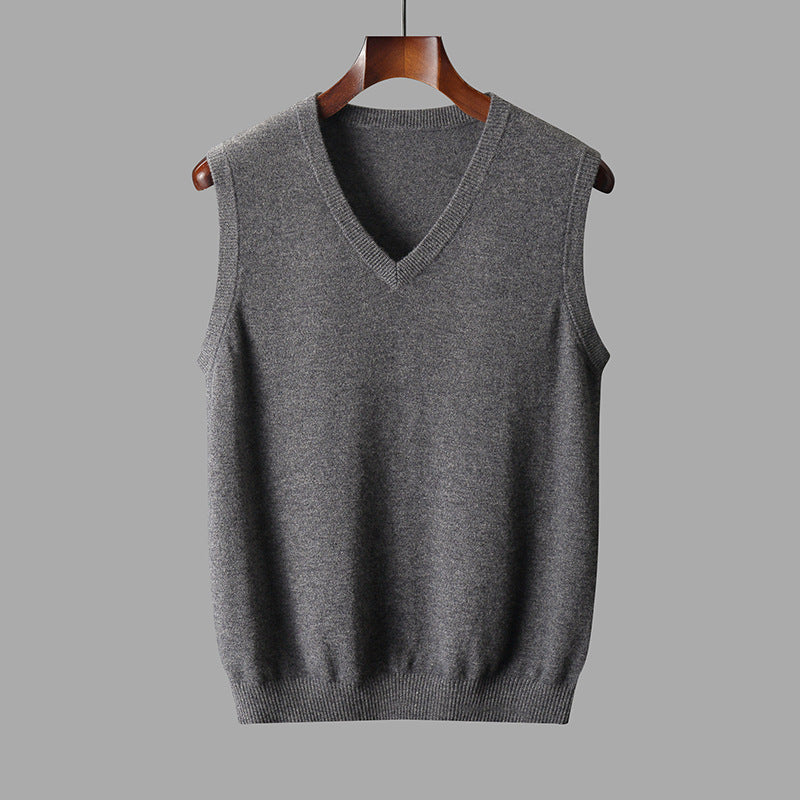 Men's vest made of merino wool with V-neck