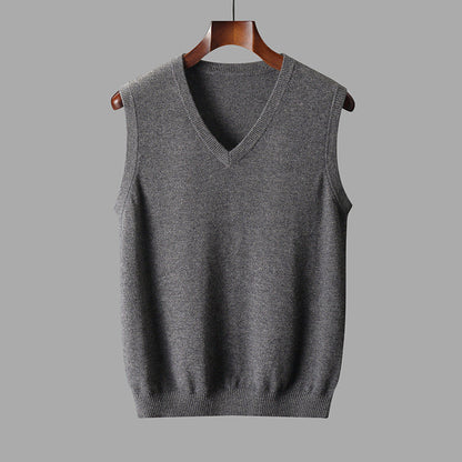 Men's vest made of merino wool with V-neck