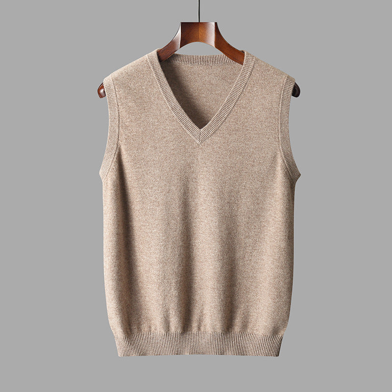 Men's vest made of merino wool with V-neck