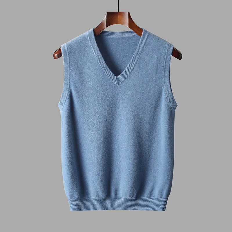 Men's vest made of merino wool with V-neck