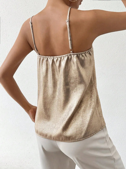 Satin-Cami-Top Für Damen Mit V-Ausschnitt Und Spaghettiträgern