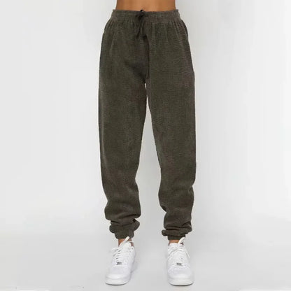 Women's Corduroy Sweatset with Loose-Fitting Sweatshirt and Jogging Pants with Cuffs