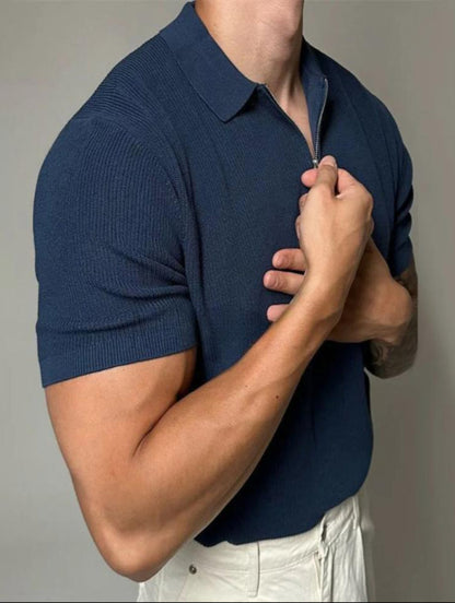 Herren Sommer-Poloshirt Kurzarm – Halbreißverschluss mit Reverskragen
