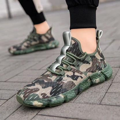 Men's Sneakers Breathable Mesh Camouflage Design Thick Sole