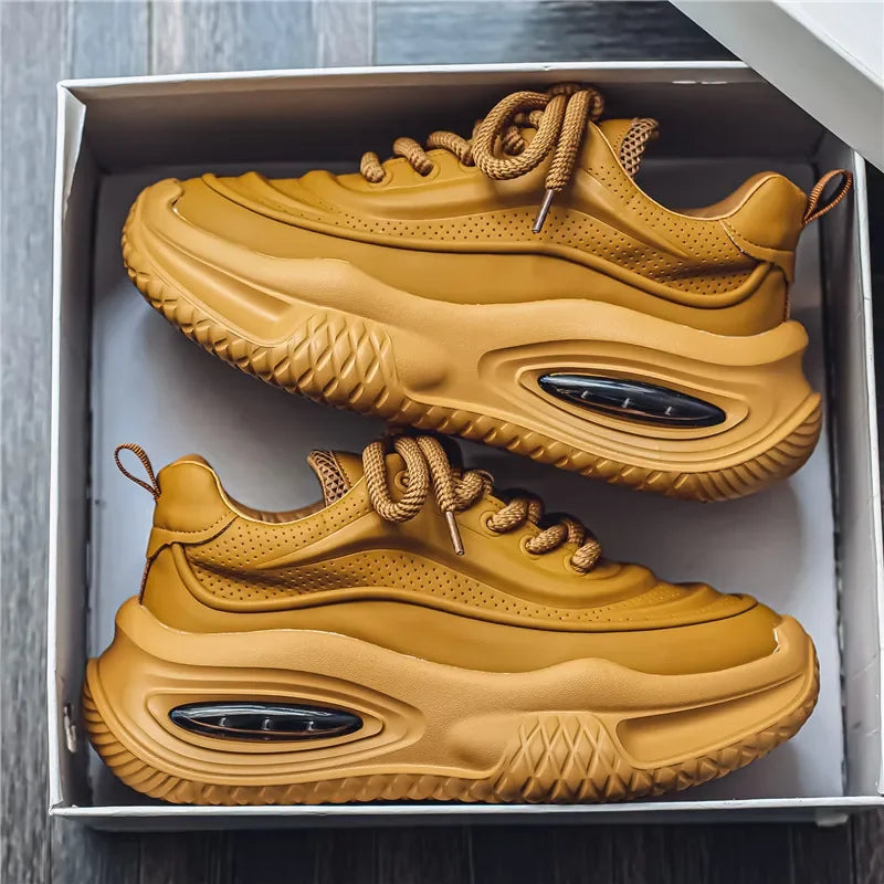 Herren Sneaker Retro Stil Mesh Optik Dicke Sohle Schnürung
