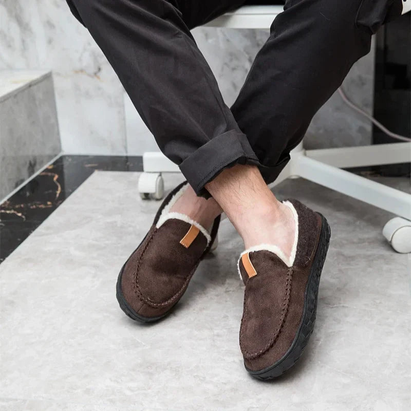 Men's Autumn Slip-On Shoes with Plush Lining, EVA Sole, and Non-Slip Outsole