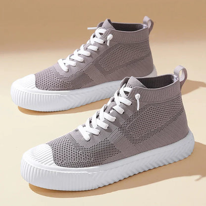 Herren-High-Top-Sneaker Mit Strickobermaterial, Orthopädischer Innensohle Und Ohne Schnürung