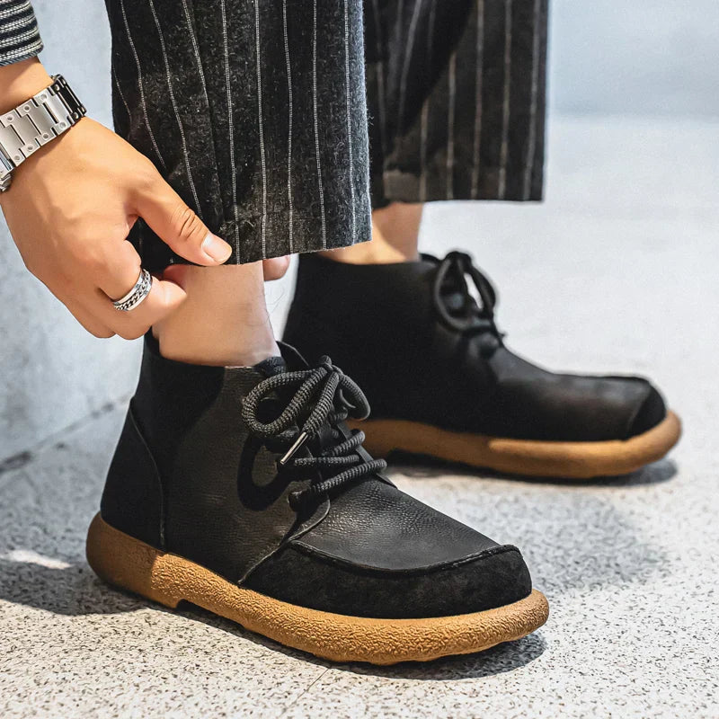 Men's Boots with Lace-up, Padded Sole and Textured Tread
