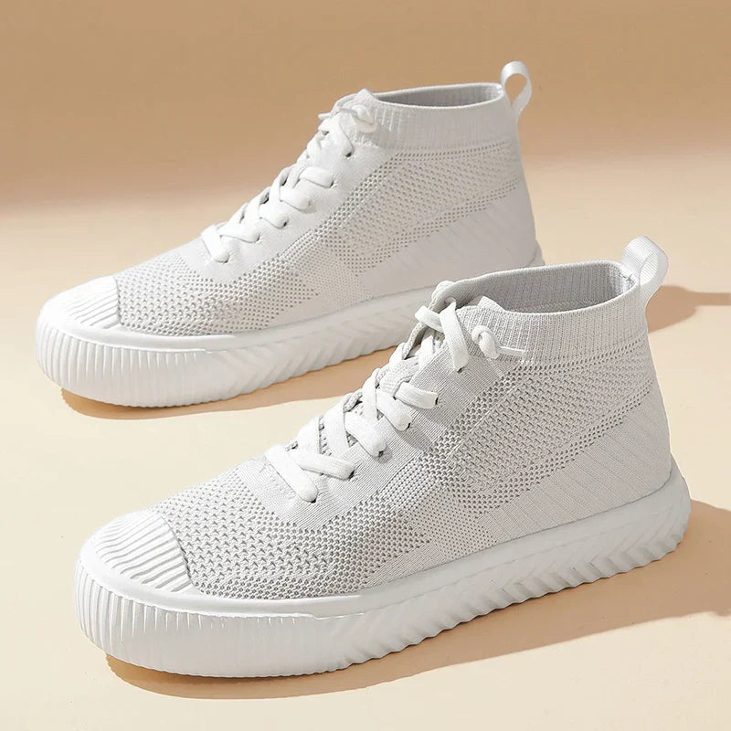 Herren-High-Top-Sneaker Mit Strickobermaterial, Orthopädischer Innensohle Und Ohne Schnürung