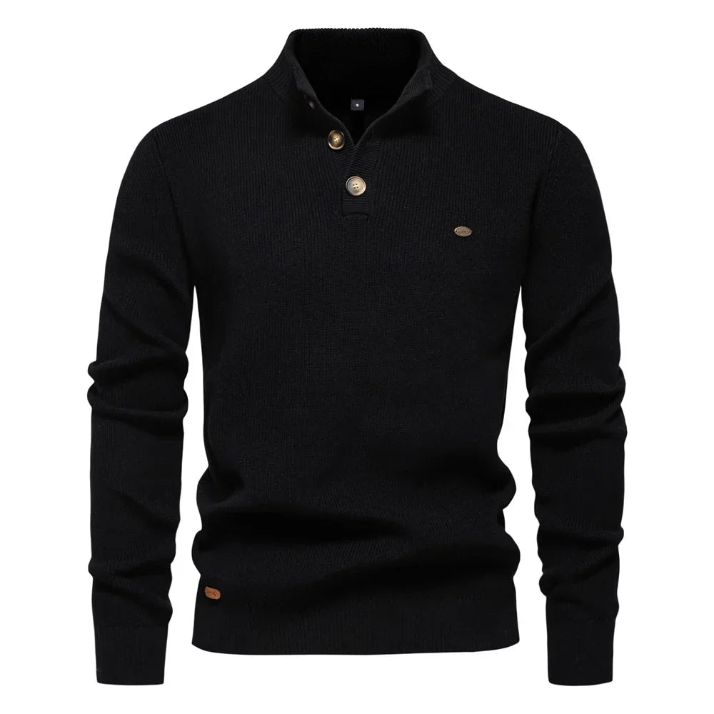 Detailaufnahme der Rippbündchen am Herren Pullover