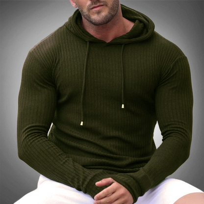 Herren Strickpullover mit Kapuze und Slim-Fit-Design