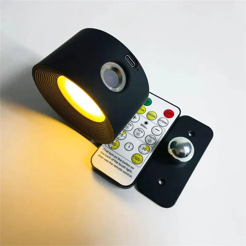 Schwarze LED-Wandleuchte mit Fernbedienung, dimmbar, modernes Design, energiesparend, ideal für Innenbeleuchtung, Wandmontage.