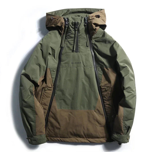 Herren Winterjacke mit Doppelreißverschluss, gestepptem Futter und Colorblock-Design
