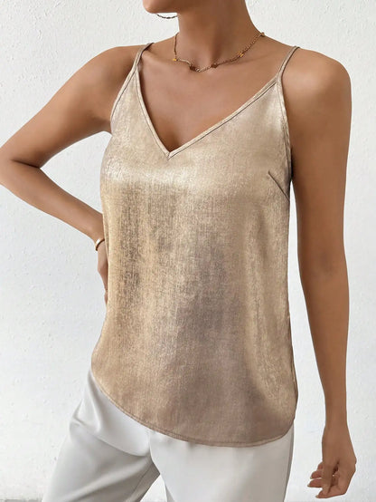 Satin-Cami-Top Für Damen Mit V-Ausschnitt Und Spaghettiträgern
