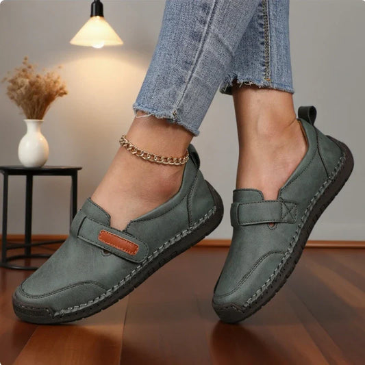 Damen-Slipper Mokassins Handgenäht Mit Verstellbarem Klettverschluss