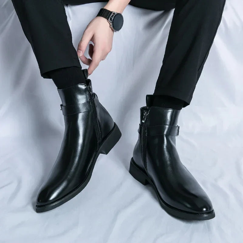 Herren-Chelsea-Boots mit seitlichem Reißverschluss und Gummiaußensohle