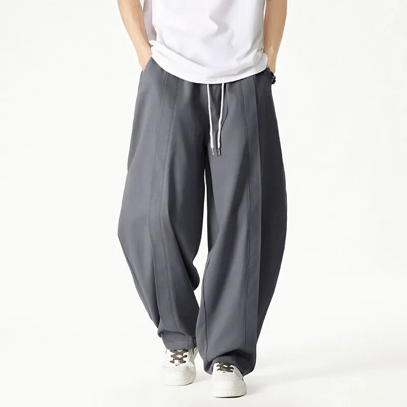 Herren Jogginghose mit Weitem Bein – Kordelzug Lockerer Schnitt