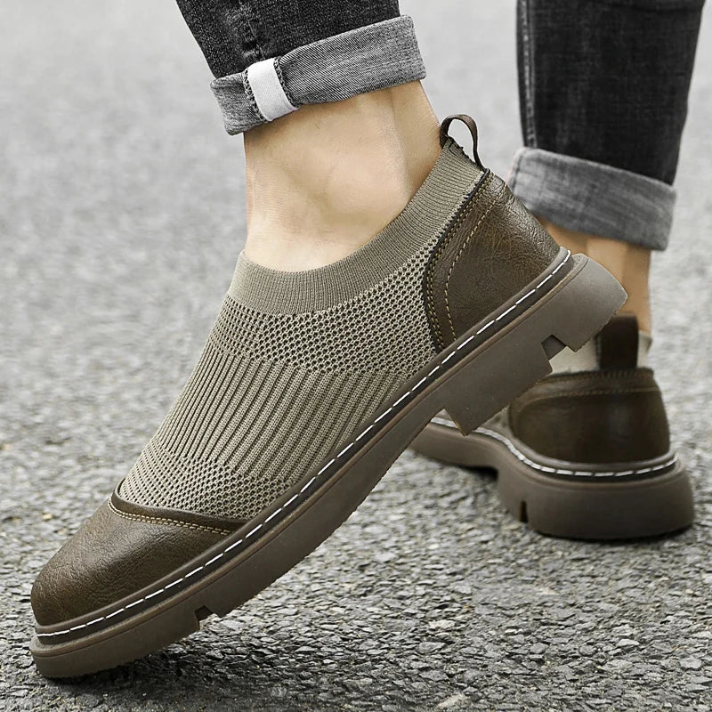 Herrenschuhe, Handgefertigt, Obermaterial Aus Mesh, Strapazierfähige Sohle