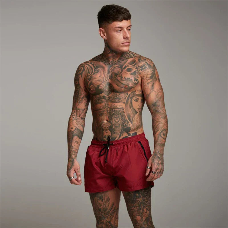 Herren Sommer Badeshorts mit Reißverschlusstaschen