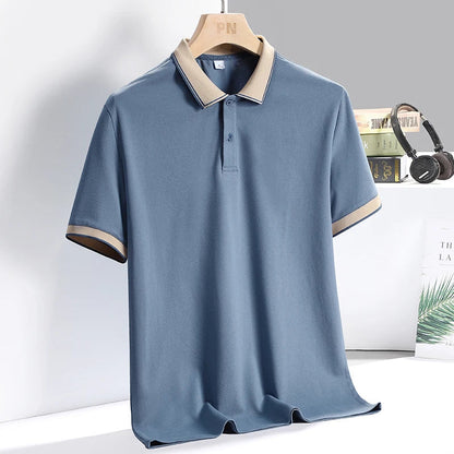 Men's polo shirt with contrasting trim and tailored fit