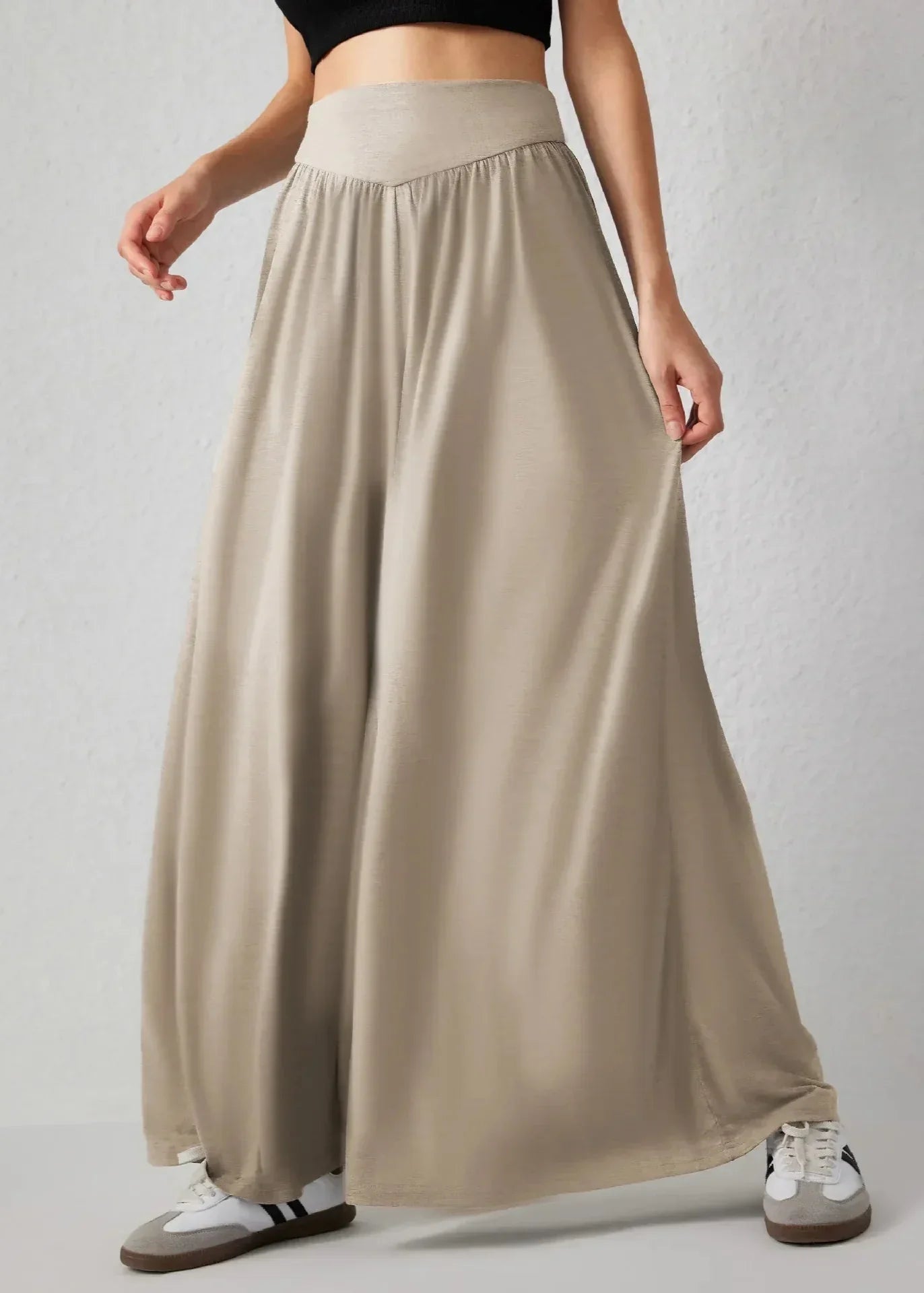 Damen Weite Hose mit Smockbund