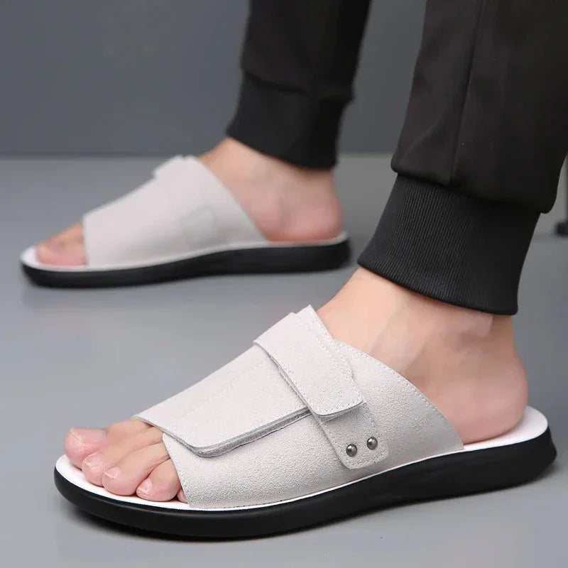 Men's Summer Sandals with Adjustable Strap, Shaped Footbed, and Orthopedic Sole