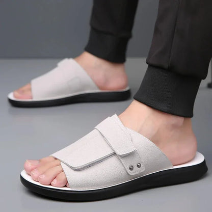 Men's Summer Sandals with Adjustable Strap, Shaped Footbed, and Orthopedic Sole