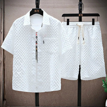 Herren Sommer Set mit Reißverschluss Poloshirt und Shorts