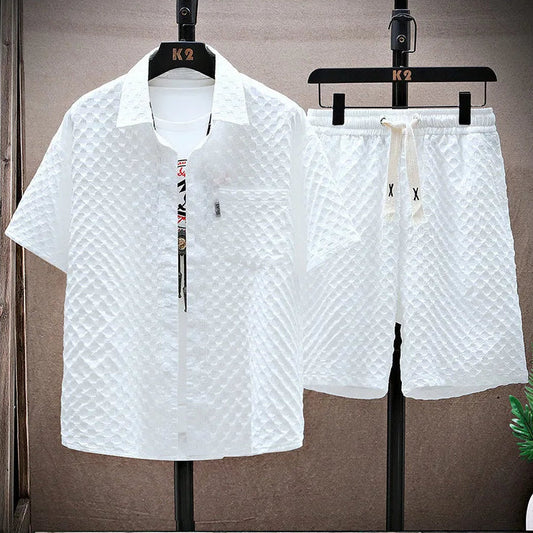 Herren Sommer Set mit Reißverschluss Poloshirt und Shorts