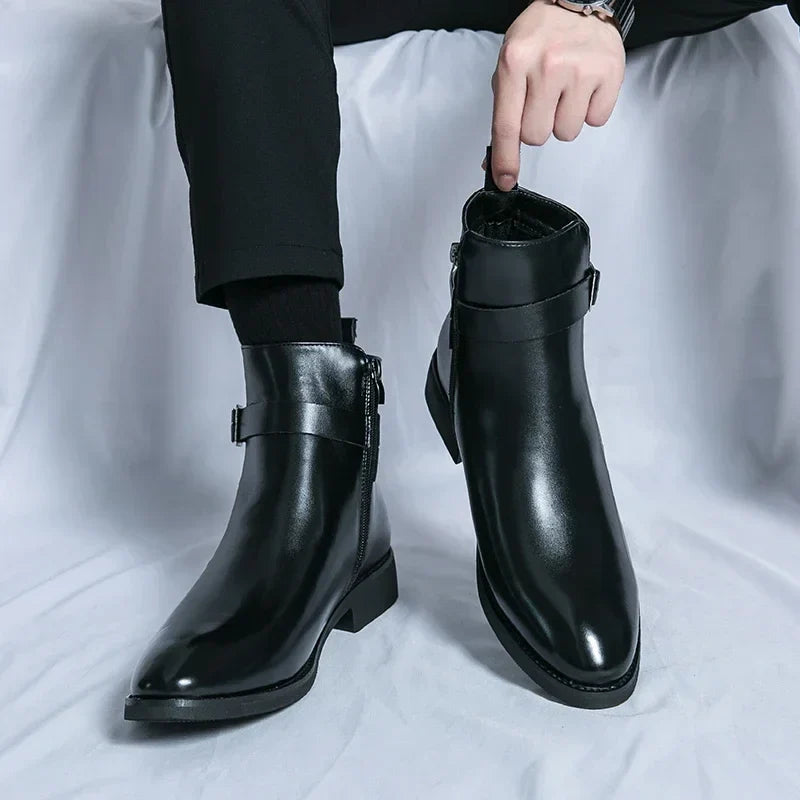Herren-Chelsea-Boots mit seitlichem Reißverschluss und Gummiaußensohle