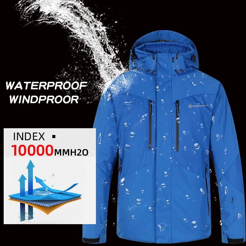 Herren Winter Skianzug Wasserdichte Schneejacke Mit Kapuze Und Weiten Hosen