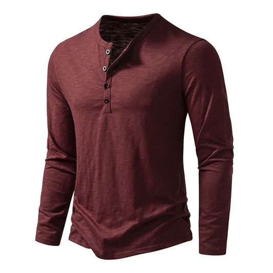 Herren Henley Shirt mit Schmaler Passform und Langarm